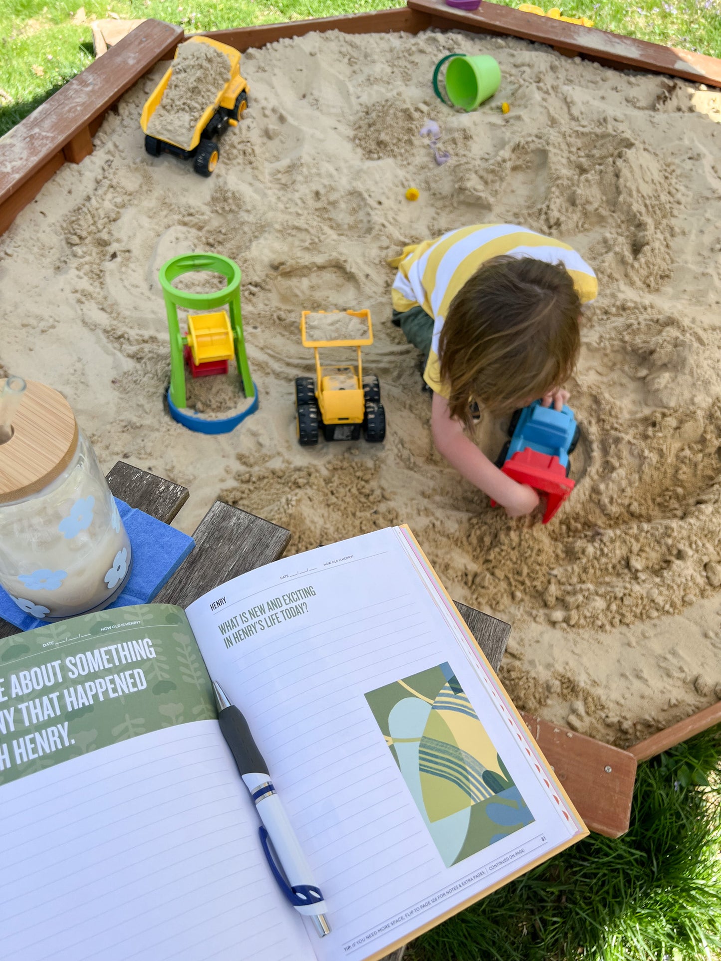 Soft Green Colorful - Personalized prompted journals for recording and creating memories with your kids